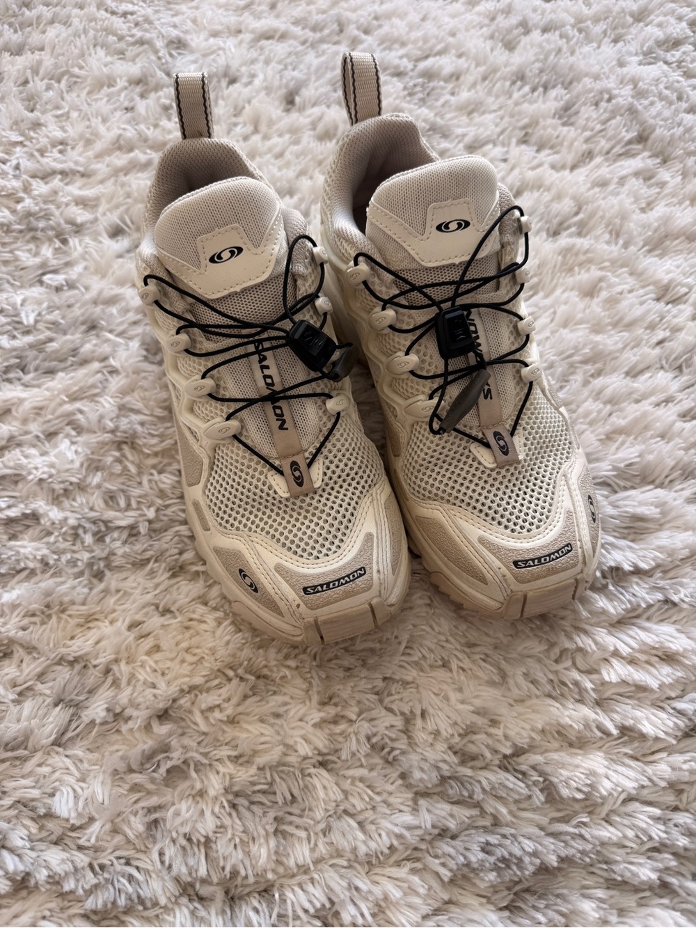 Salomon Cream/White Trail Running Shoes with Quick-Lace